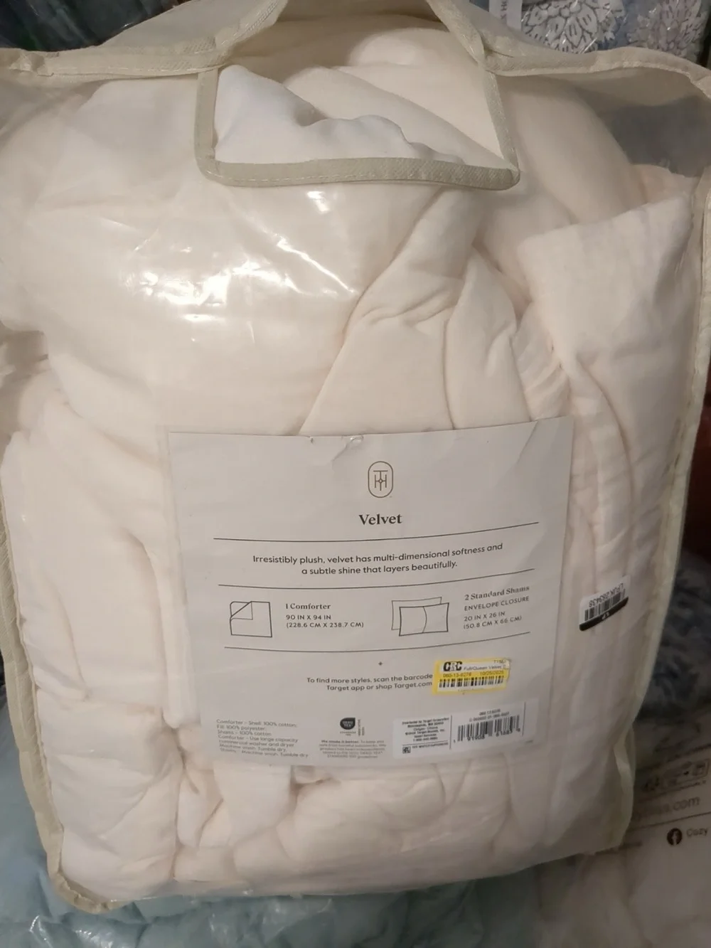 Velvet Comforter and Sham Set - Threshold, cream, full/queen